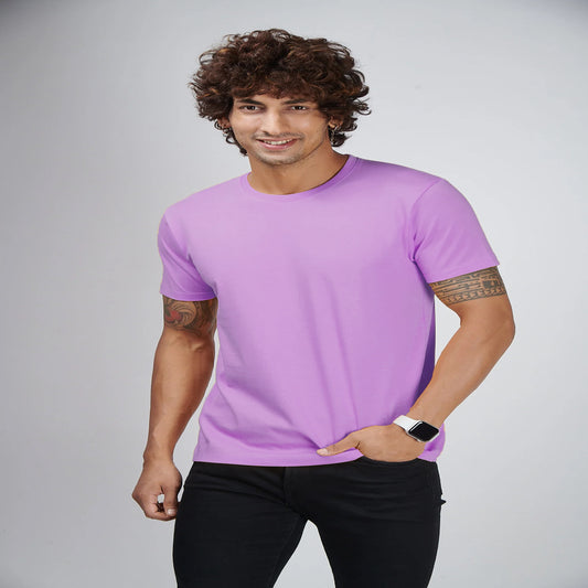 Basic Light Purple Half Sleeves T-Shirt