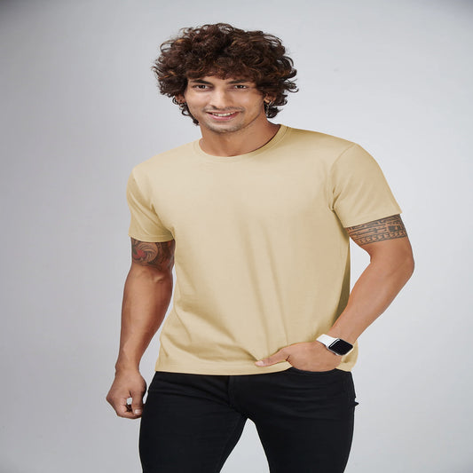 Basic Cream Half Sleeves T-Shirt