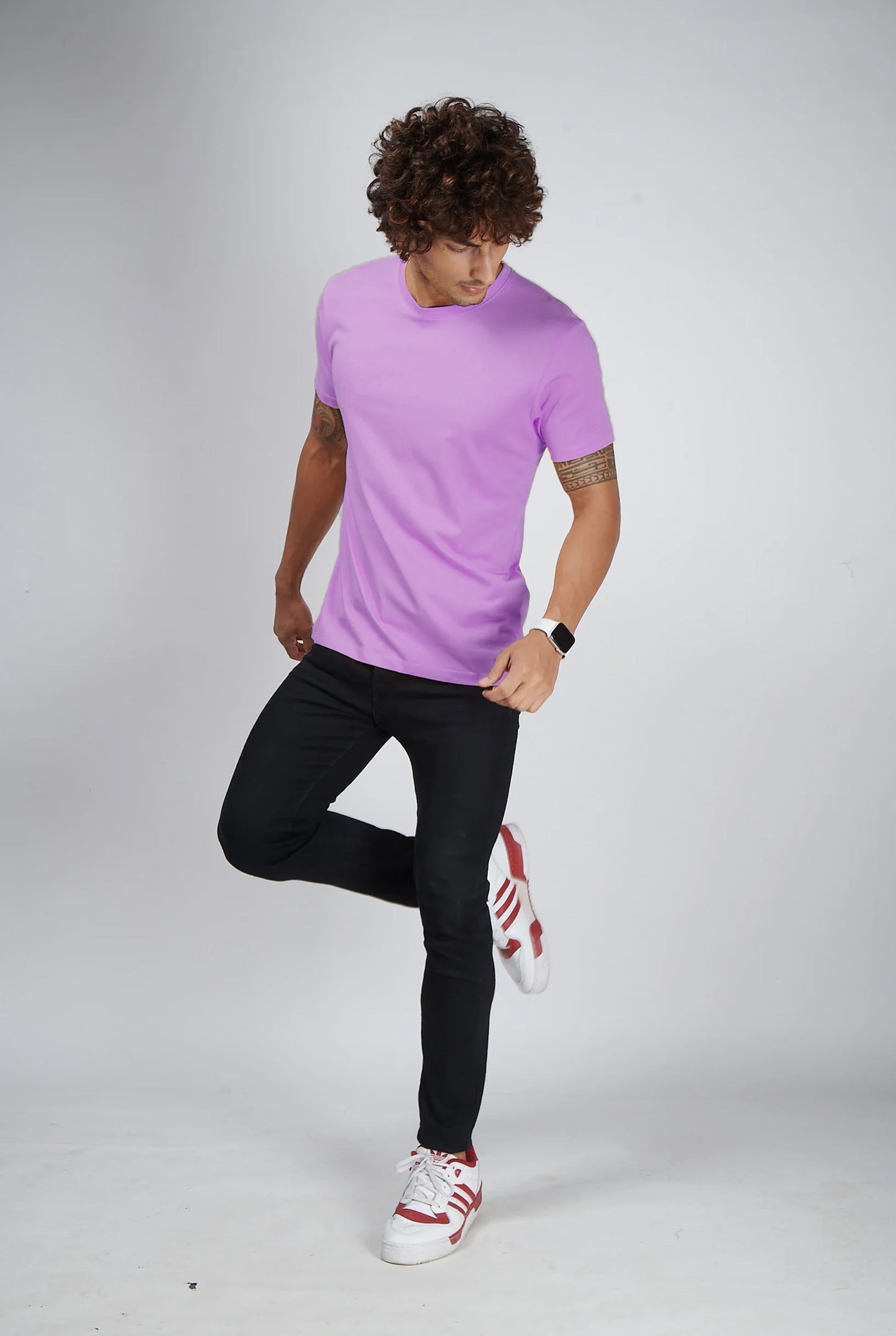 Basic Light Purple Half Sleeves T-Shirt