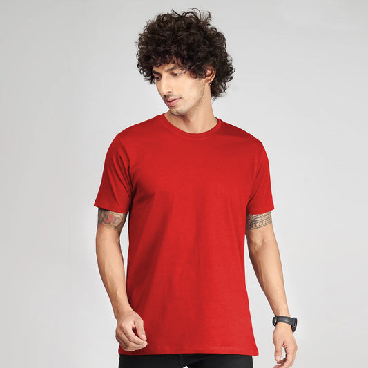 Basic Red Half Sleeves T-Shirt