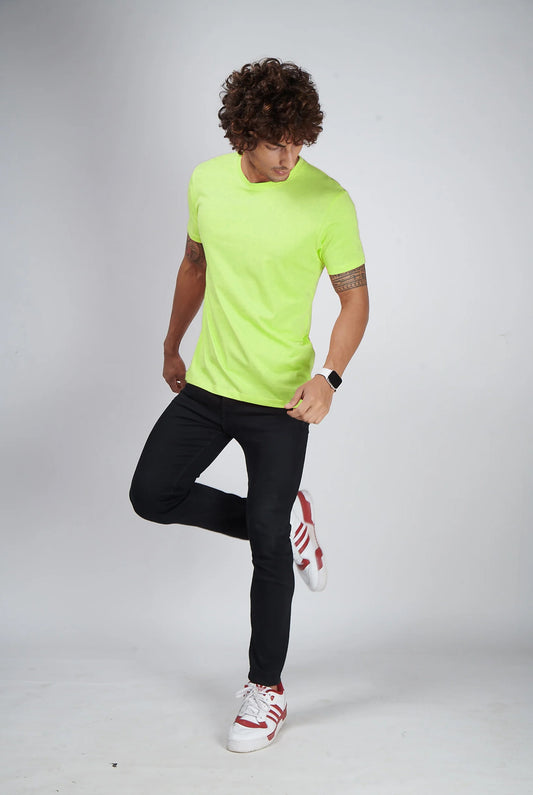 Basic Neon Green Half Sleeves T-Shirt