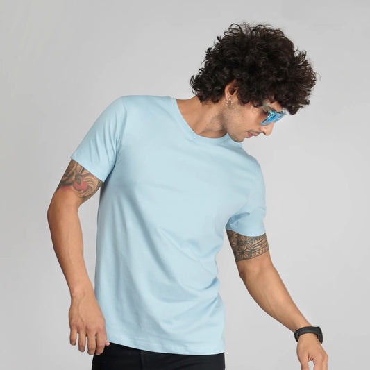 Basic Sky Blue Half Sleeves T-Shirt