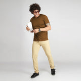 Basic Beige Half Sleeves T-Shirt