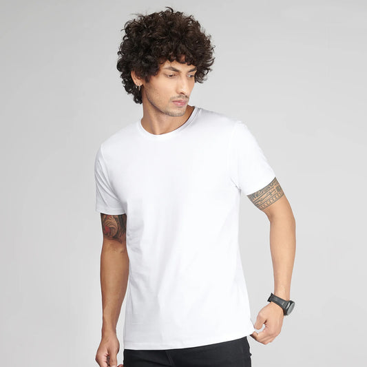 Basic White Half Sleeves T-Shirt