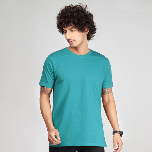 Basic Turkish Blue Half Sleeves T-Shirt