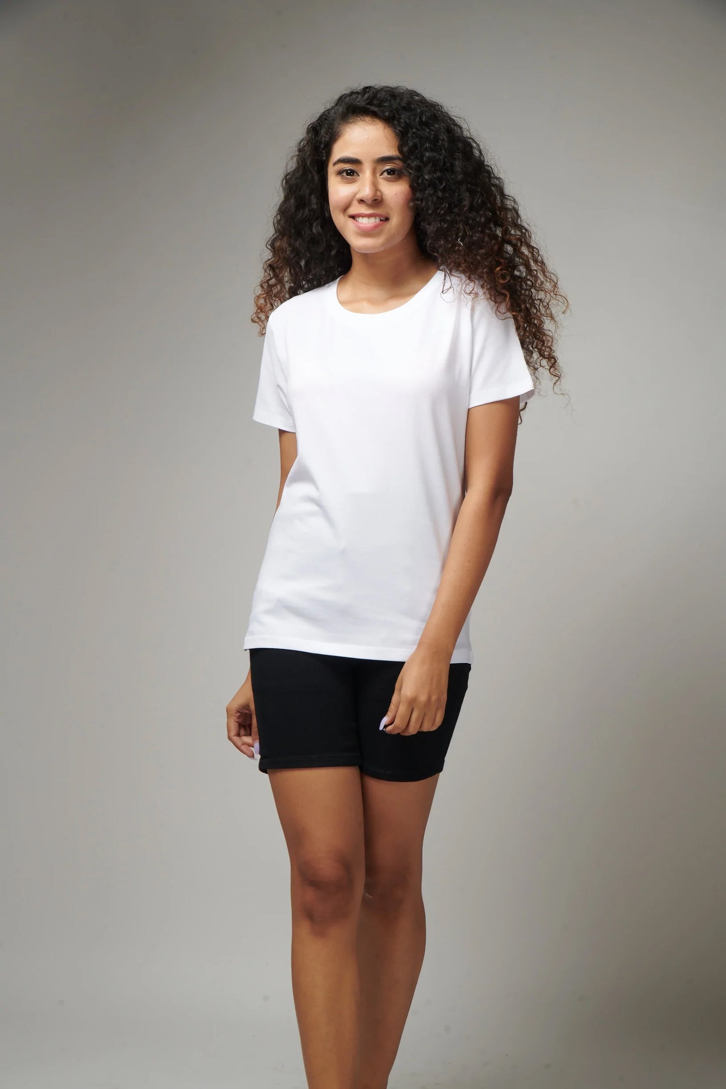 Women's Basic White Half Sleeves T-Shirt