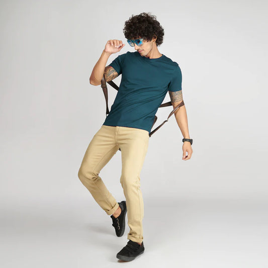 Basic Petroleum Blue Half Sleeves T-Shirt