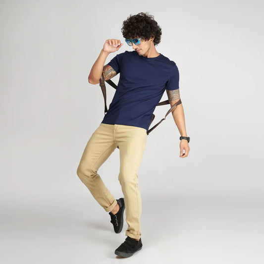 Basic Navy Blue Half Sleeves T-Shirt