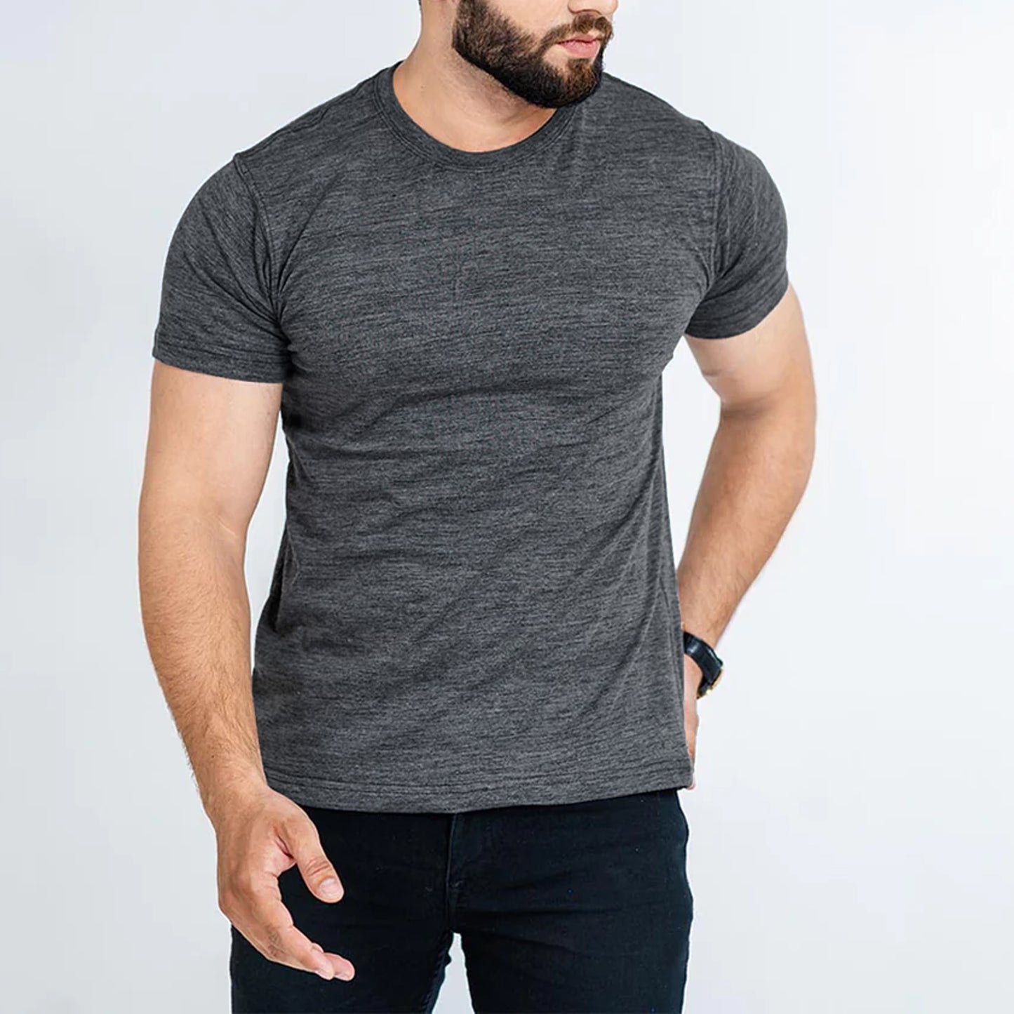 Basic Charcoal Half Sleeves T-Shirt