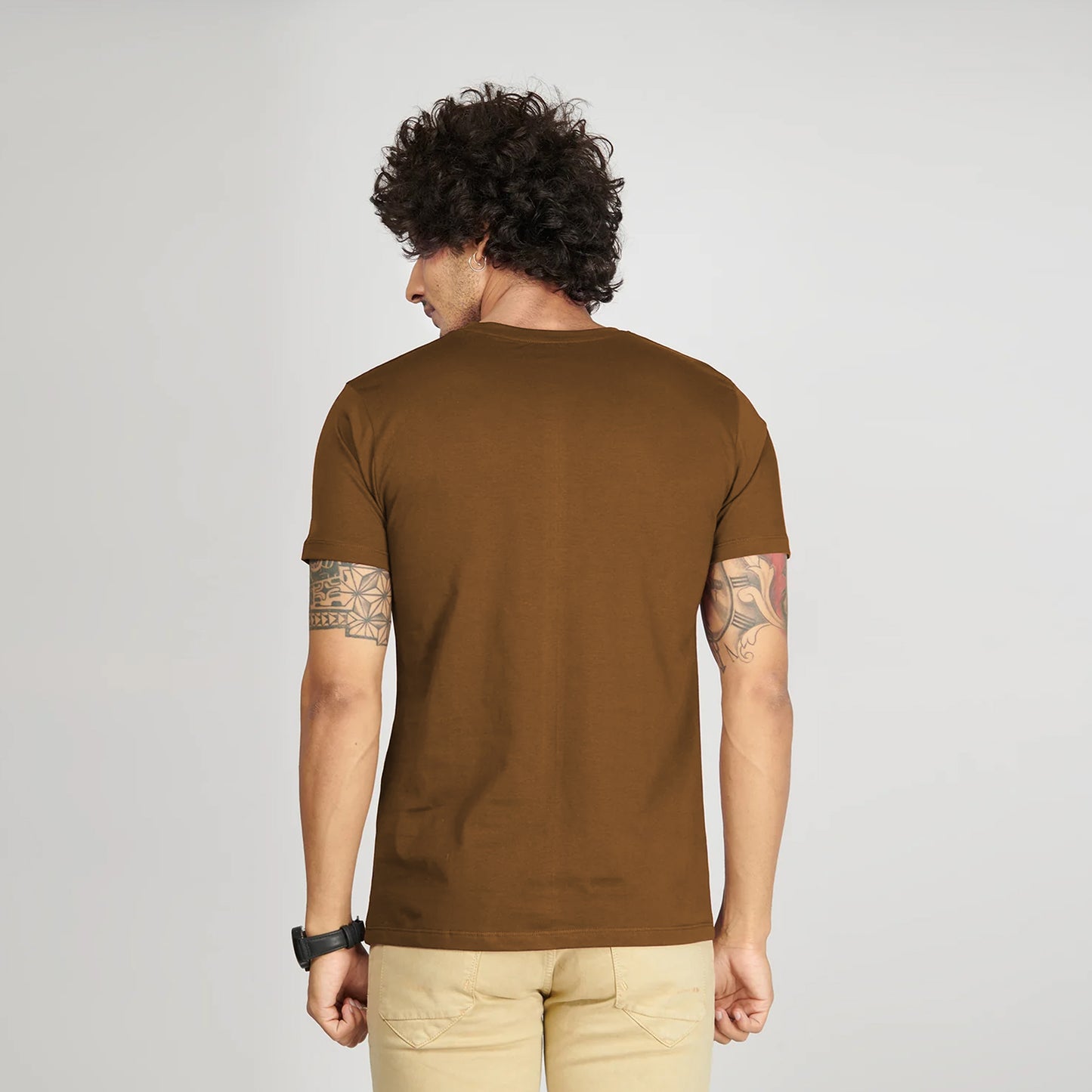 Basic Beige Half Sleeves T-Shirt