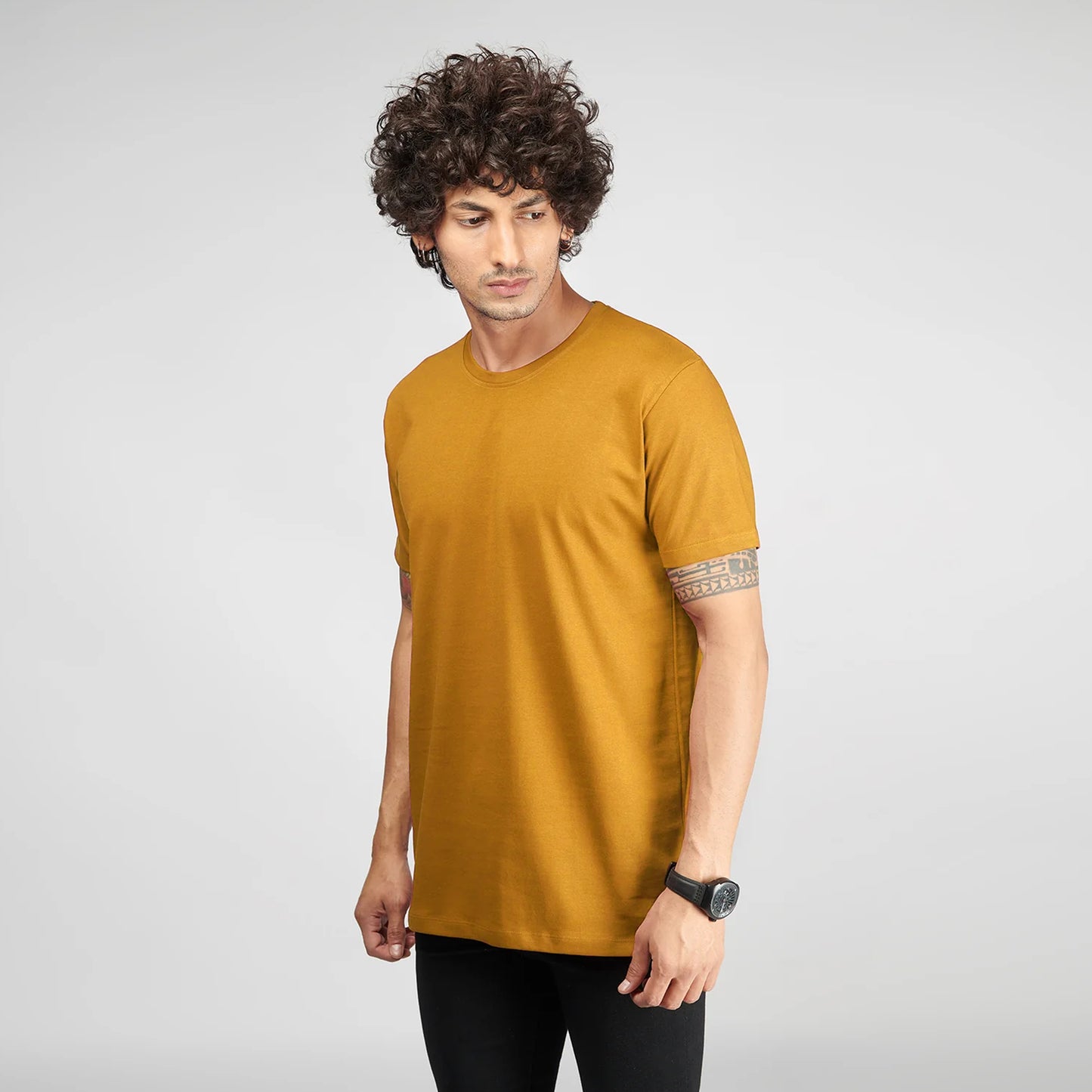 Basic Mustard Half Sleeves T-Shirt