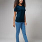 Women's Basic Navy Blue Half Sleeves T-Shirt