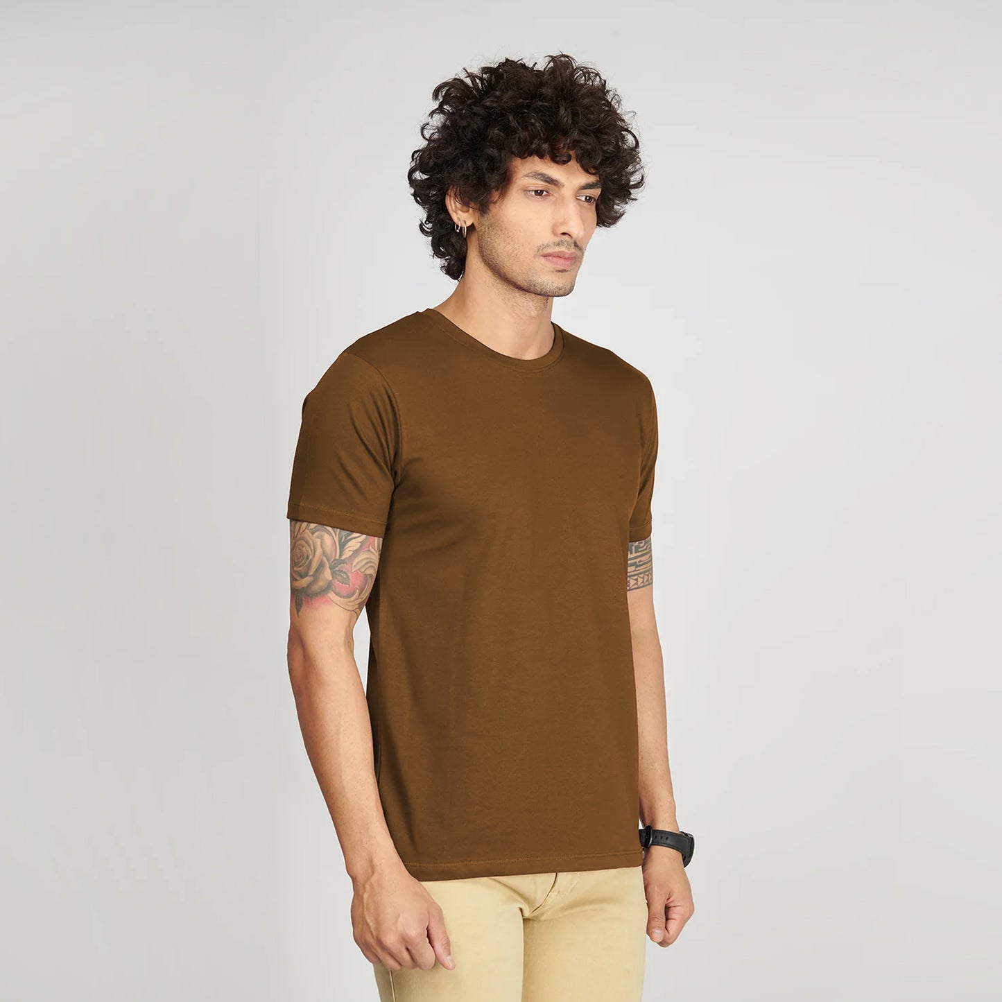 Basic Beige Half Sleeves T-Shirt