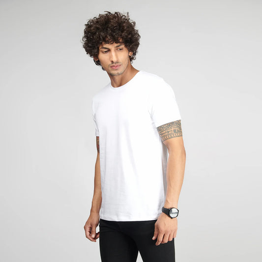 Basic White Half Sleeves T-Shirt