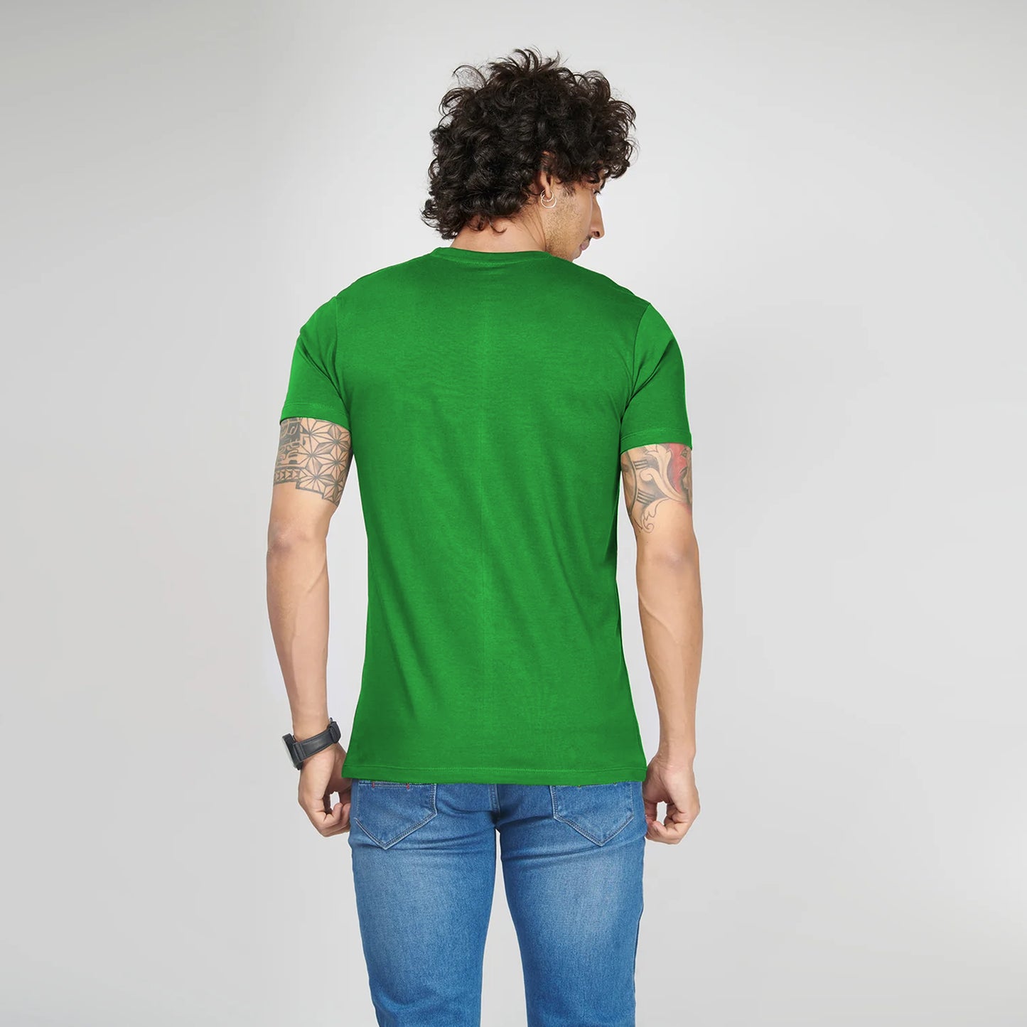 Basic Dark Green Half Sleeves T-Shirt