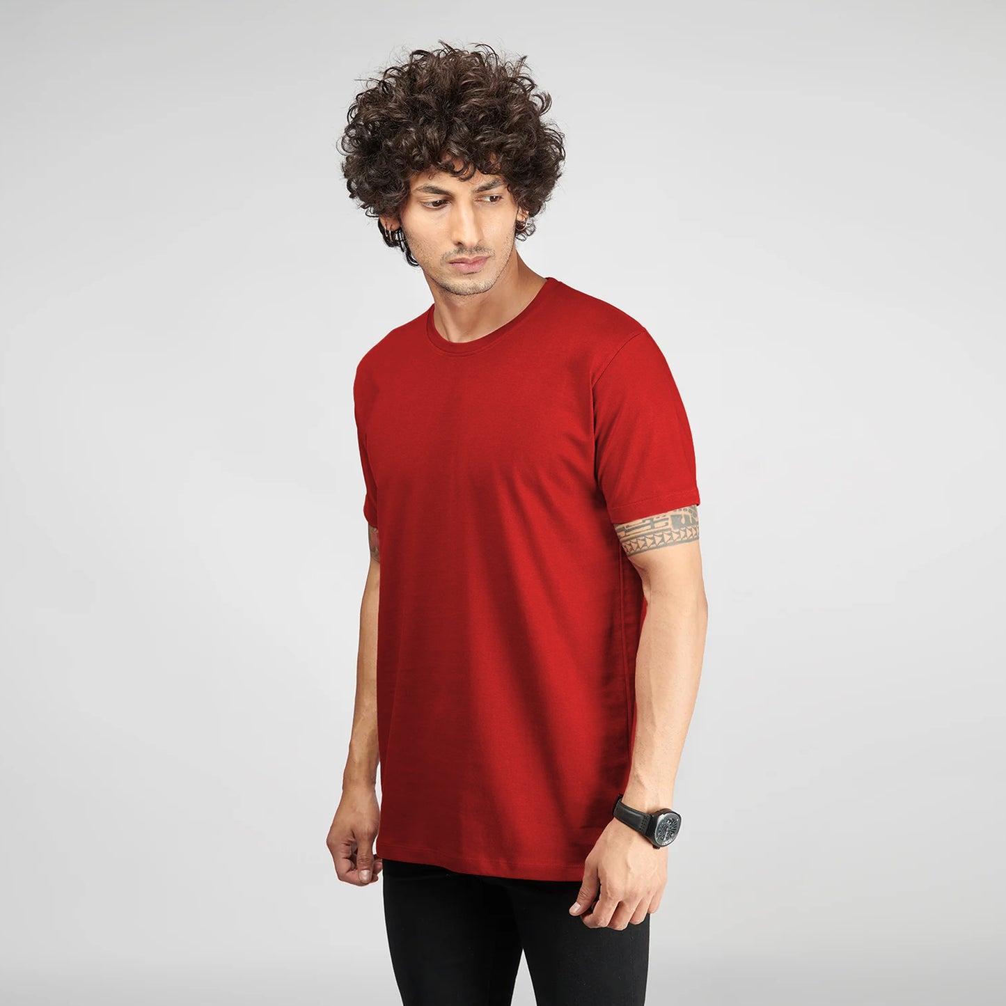 Basic Red Half Sleeves T-Shirt