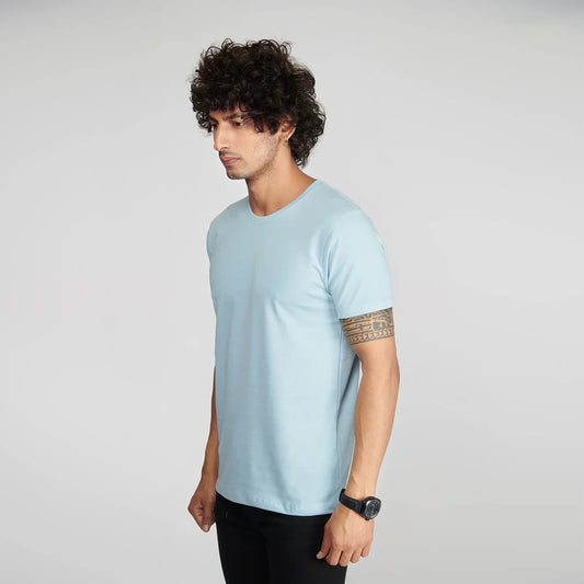 Basic Sky Blue Half Sleeves T-Shirt