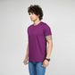 Basic Dark Purple Half Sleeves Crew T-Shirt