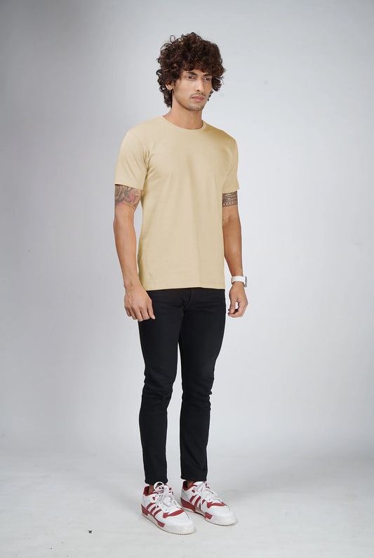 Basic Cream Half Sleeves T-Shirt