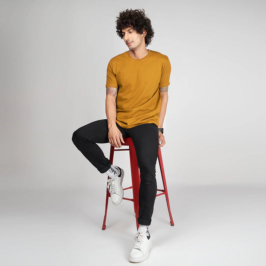 Basic Mustard Half Sleeves T-Shirt