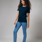 Women's Basic Navy Blue Half Sleeves T-Shirt