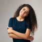 Women's Basic Navy Blue Half Sleeves T-Shirt