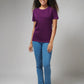 Women's Basic Dark Purple Half Sleeves T-Shirt