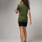 Women's Basic Army Green Half Sleeves T-Shirt