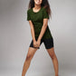Women's Basic Olive Green Half Sleeves T-Shirt