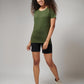 Women's Basic Army Green Half Sleeves T-Shirt