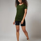 Women's Basic Olive Green Half Sleeves T-Shirt