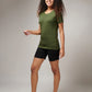 Women's Basic Army Green Half Sleeves T-Shirt