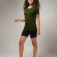 Women's Basic Olive Green Half Sleeves T-Shirt