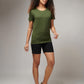 Women's Basic Army Green Half Sleeves T-Shirt