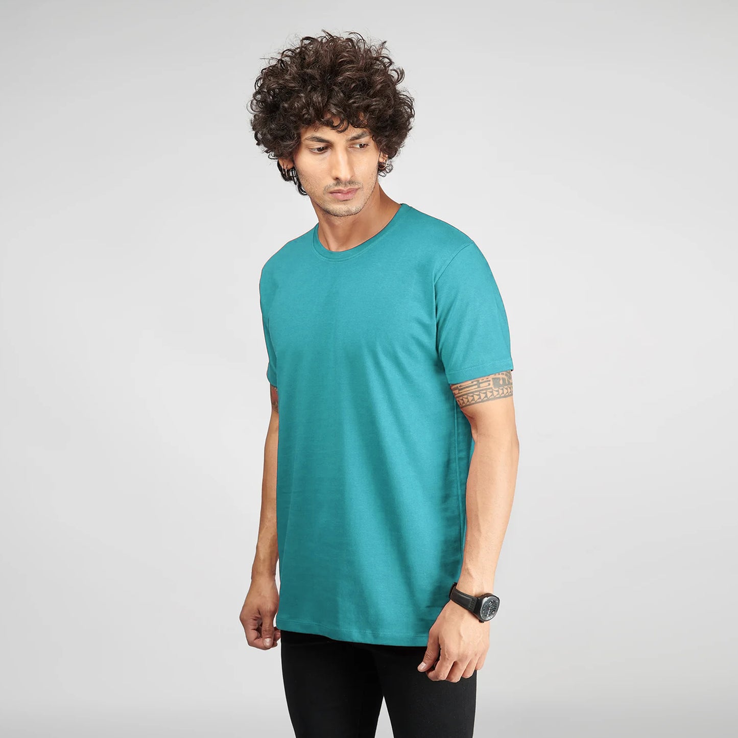 Basic Turkish Blue Half Sleeves T-Shirt