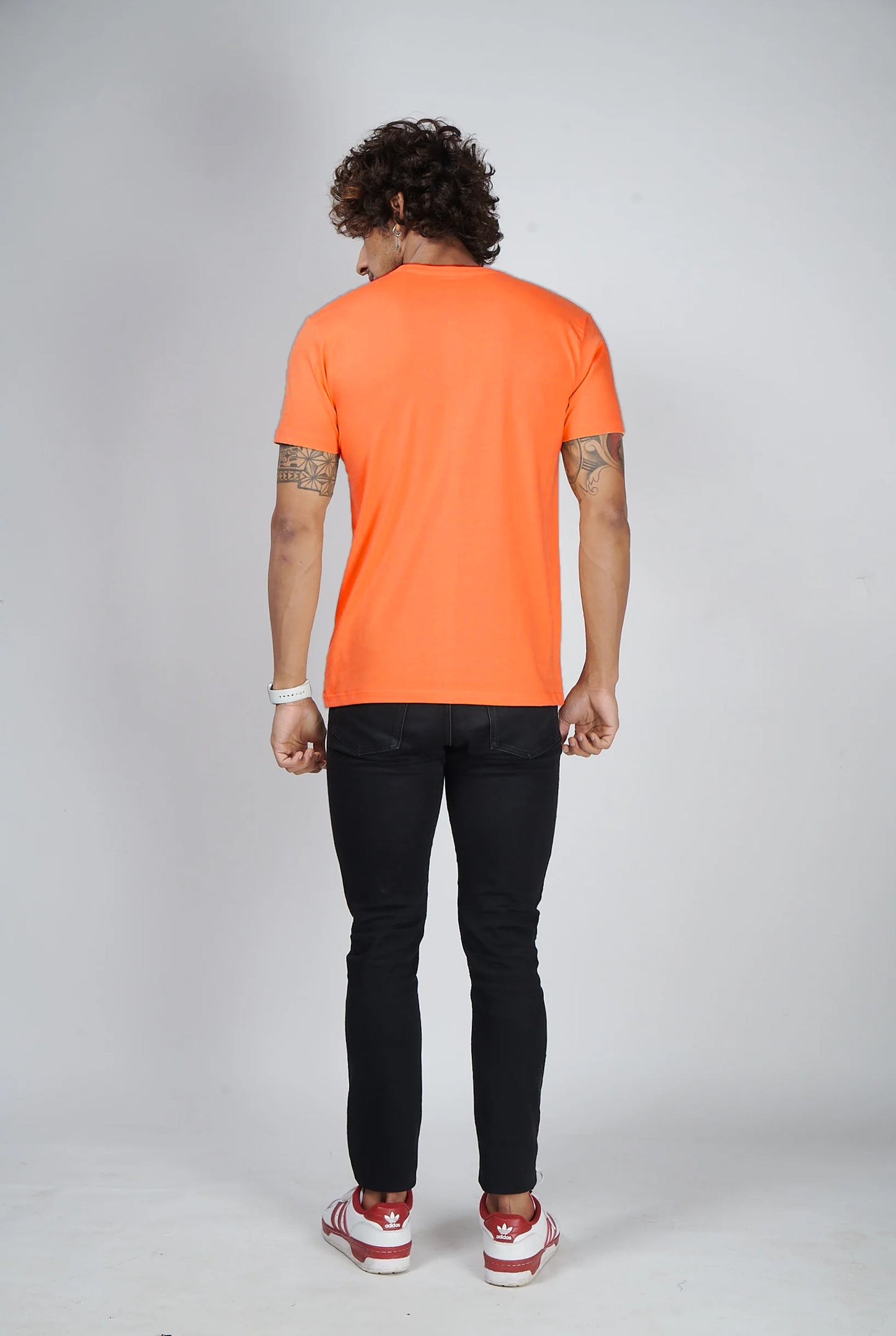 Basic Orange Half Sleeves Crew T-Shirt