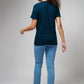 Women's Basic Navy Blue Half Sleeves T-Shirt