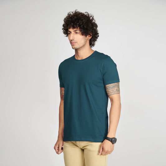 Basic Petroleum Blue Half Sleeves T-Shirt