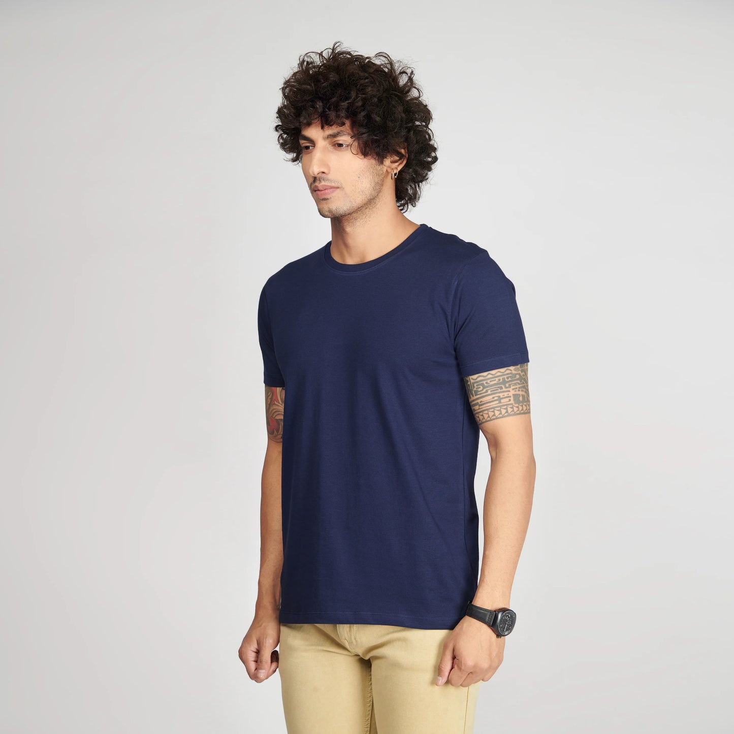 Basic Navy Blue Half Sleeves T-Shirt