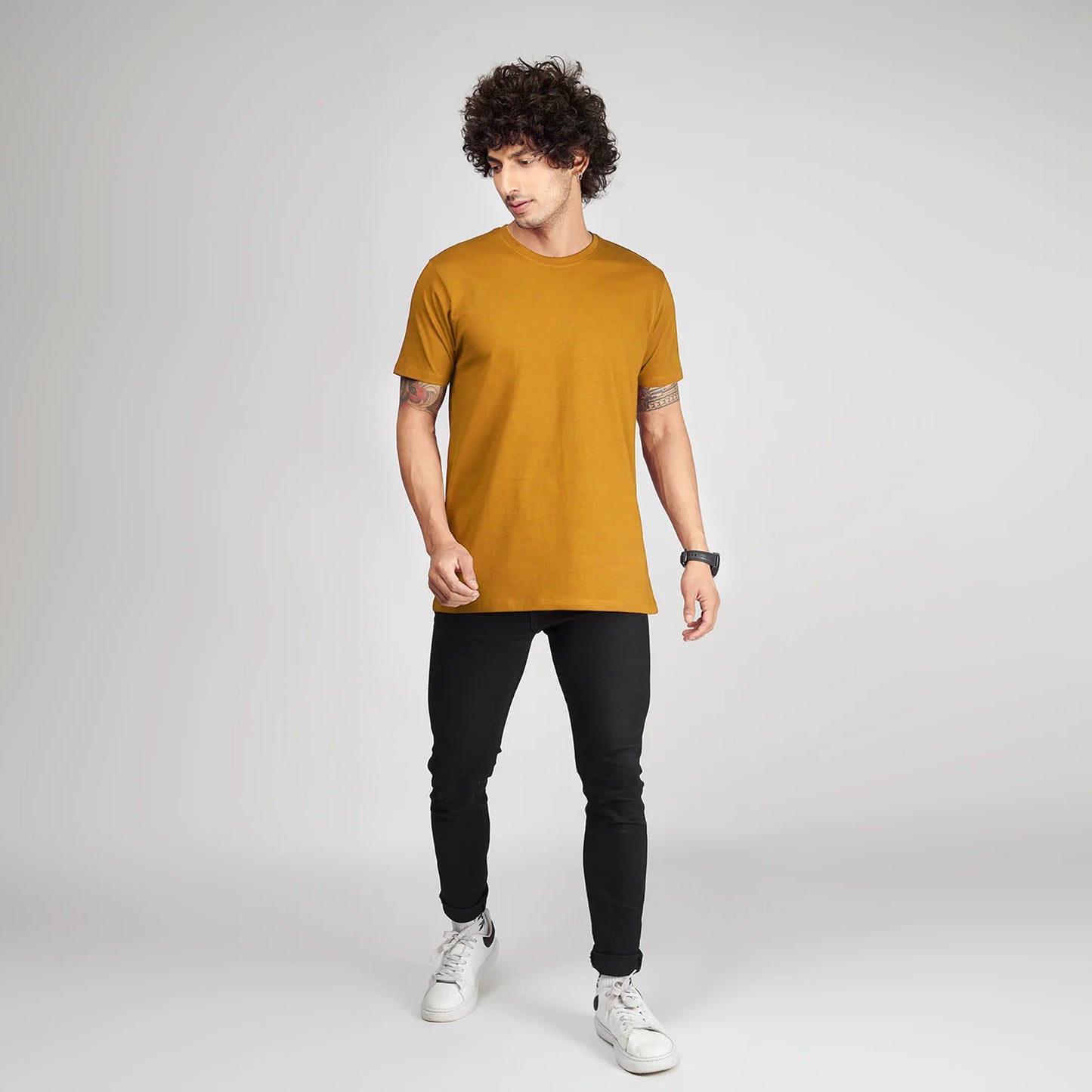 Basic Mustard Half Sleeves T-Shirt