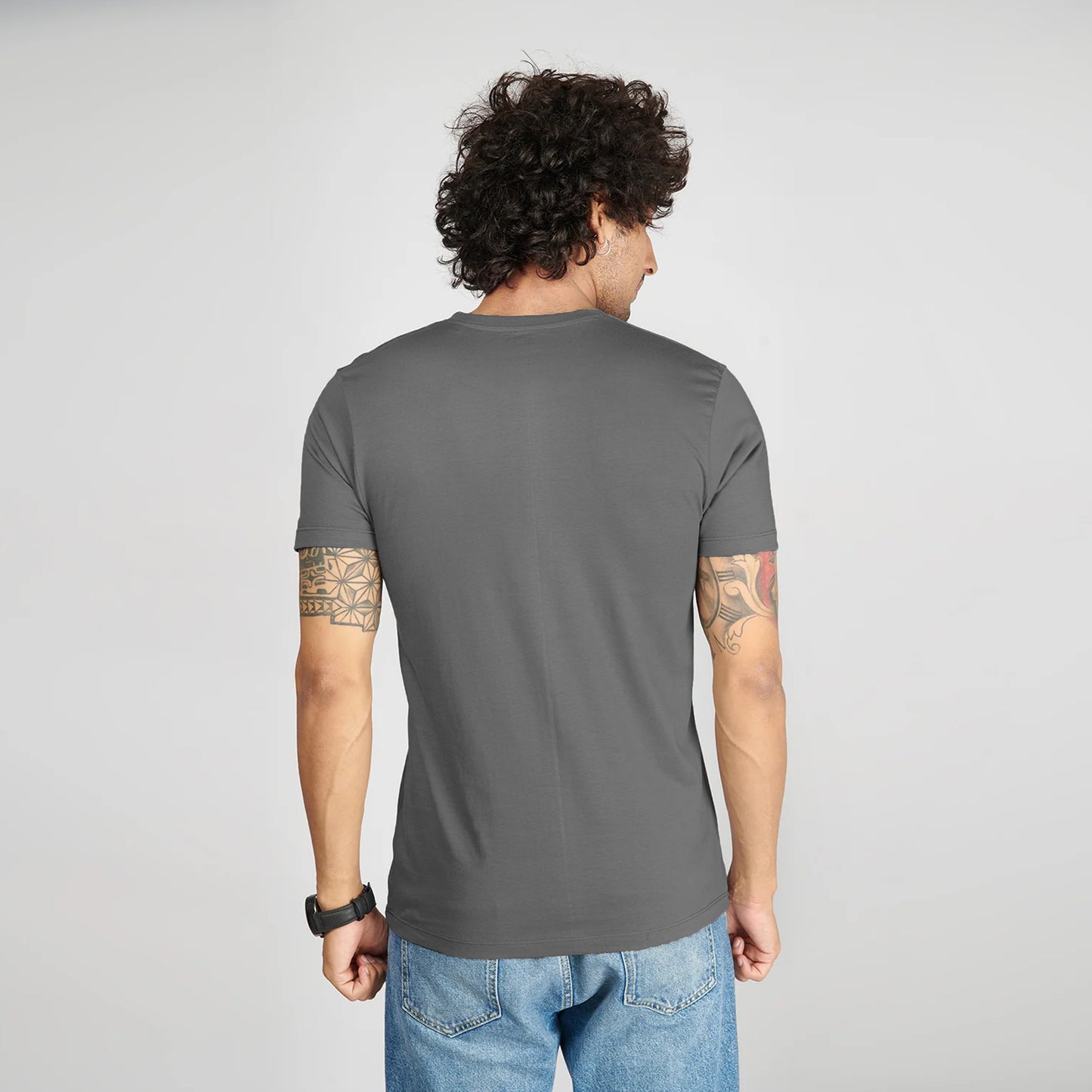 Basic Dark Grey Half Sleeves T-Shirt