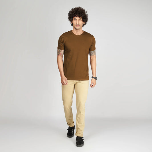 Basic Beige Half Sleeves T-Shirt
