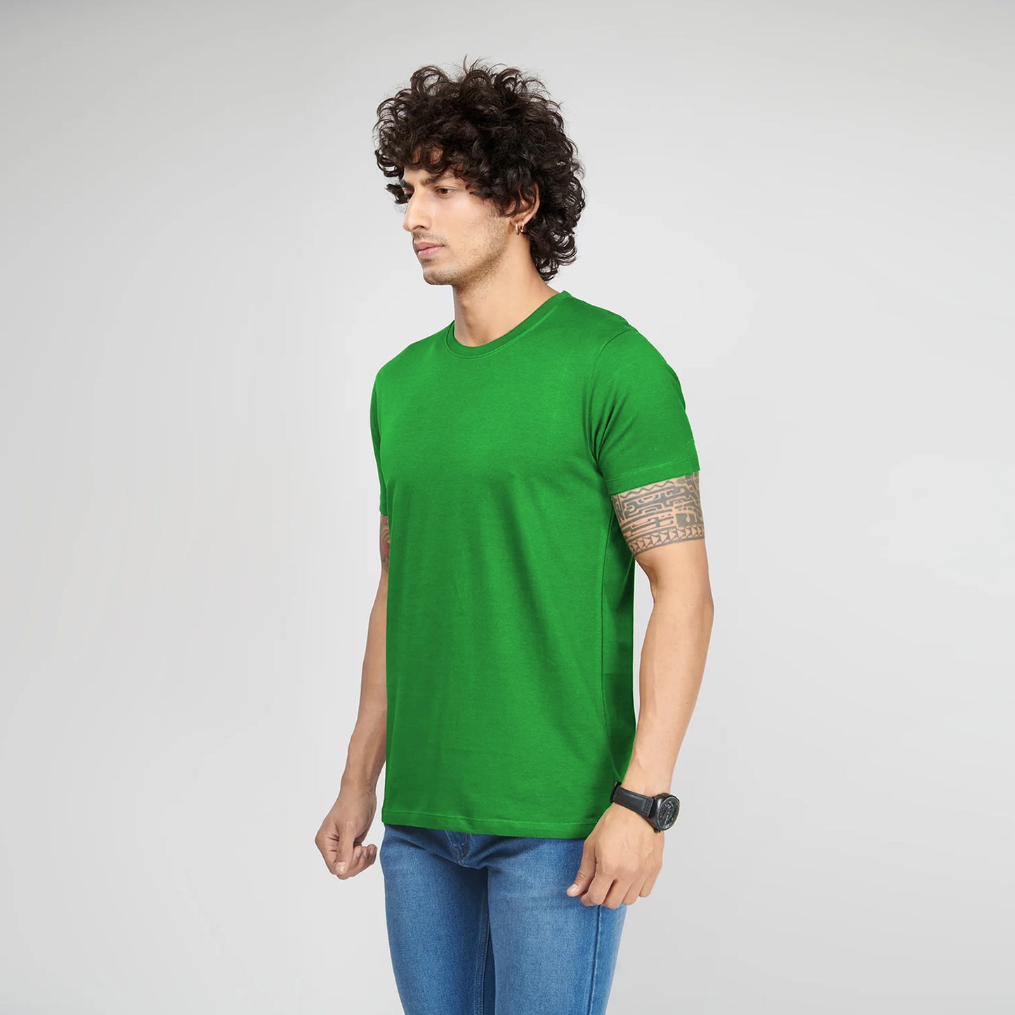Basic Dark Green Half Sleeves T-Shirt