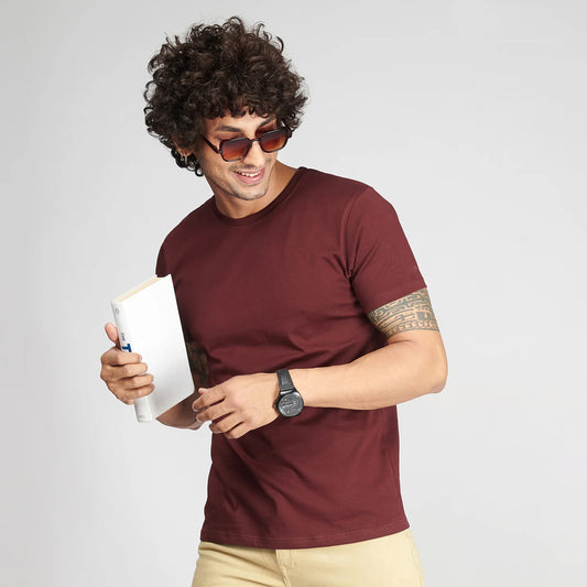 Basic Maroon Half Sleeves T-Shirt