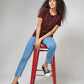 Women's Basic Maroon Half Sleeves T-Shirt
