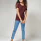 Women's Basic Maroon Half Sleeves T-Shirt