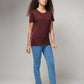 Women's Basic Maroon Half Sleeves T-Shirt