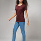 Women's Basic Maroon Half Sleeves T-Shirt