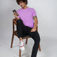 Basic Light Purple Half Sleeves T-Shirt