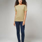 Women's Basic Cream Half Sleeves T-Shirt